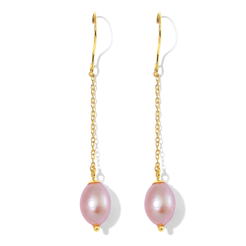 Multi Color Freshwater Pearl Station Necklace and Dangle Earrings in 14K Yellow Gold Over Sterling Silver 20 Inches