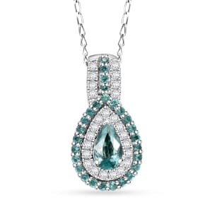 Rhapsody AAAA Paraiba Tourmaline and E-F VS Diamond 1.28 ctw Pendant Necklace in 950 Platinum 4.01 Grams 18 Inches