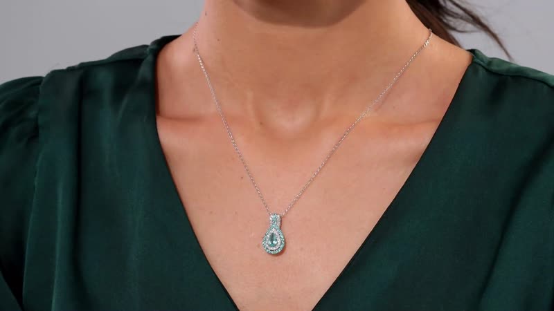 Rhapsody AAAA Paraiba Tourmaline and E-F VS Diamond 1.28 ctw Pendant Necklace in 950 Platinum 4.01 Grams 18 Inches