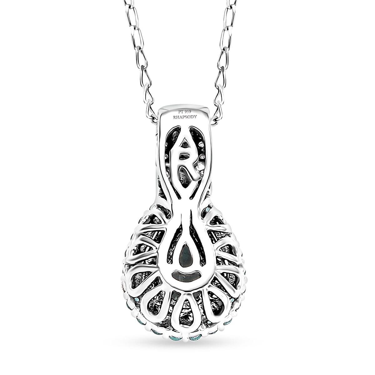 Rhapsody AAAA Paraiba Tourmaline and E-F VS Diamond 1.28 ctw Pendant Necklace in 950 Platinum 4.01 Grams 18 Inches