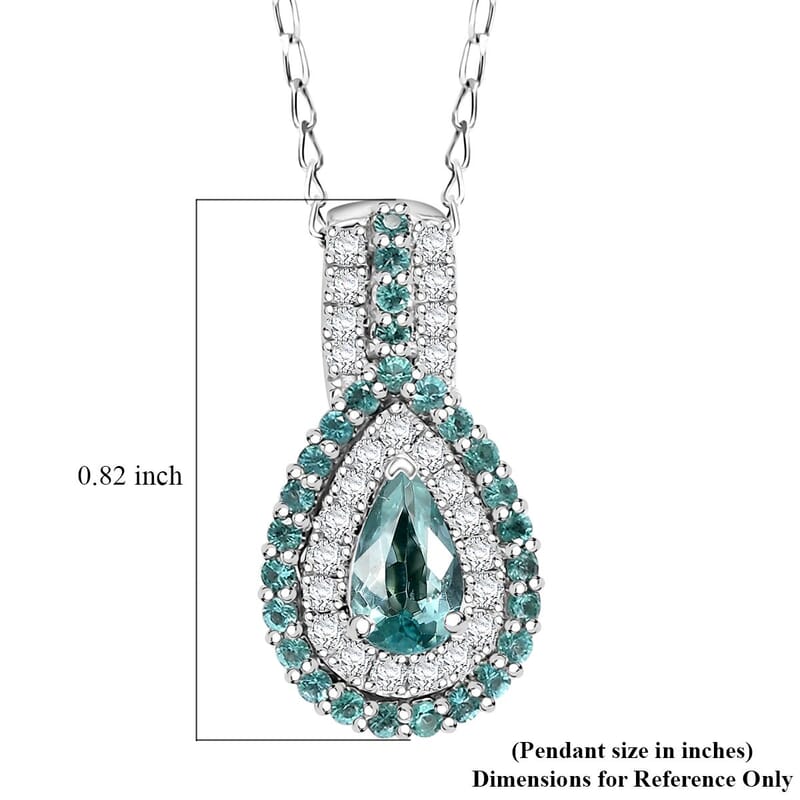 Rhapsody AAAA Paraiba Tourmaline and E-F VS Diamond 1.28 ctw Pendant Necklace in 950 Platinum 4.01 Grams 18 Inches