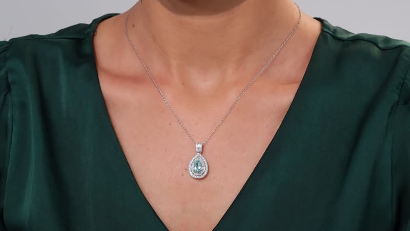 Rhapsody AAAA Paraiba Tourmaline and E-F VS Diamond 1.64 ctw Pendant Necklace in 950 Platinum 5.01 Grams 18 Inches