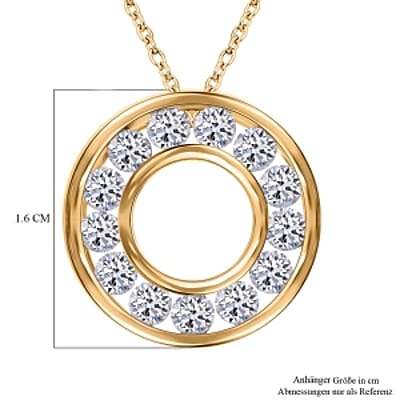 Luxuriant Lab Grown Diamond 1.00 ctw Circle Pendant Necklace in Vermeil Yellow Gold Over Sterling Silver (20 Inches)