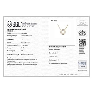 Luxuriant Lab Grown Diamond 1.00 ctw Circle Pendant Necklace in Vermeil Yellow Gold Over Sterling Silver (20 Inches)