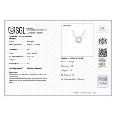 Luxuriant Lab Grown Diamond 1.00 ctw Circle Pendant Necklace in Vermeil Yellow Gold Over Sterling Silver (20 Inches)