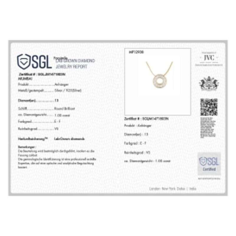 Luxuriant Lab Grown Diamond 1.00 ctw Circle Pendant Necklace in Vermeil Yellow Gold Over Sterling Silver (20 Inches)