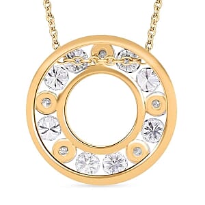 Luxuriant Lab Grown Diamond 1.00 ctw Circle Pendant Necklace in Vermeil Yellow Gold Over Sterling Silver (20 Inches)