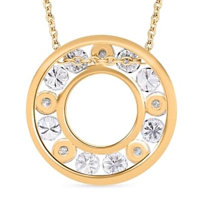 Luxuriant Lab Grown Diamond 1.00 ctw Circle Pendant Necklace in Vermeil Yellow Gold Over Sterling Silver (20 Inches)
