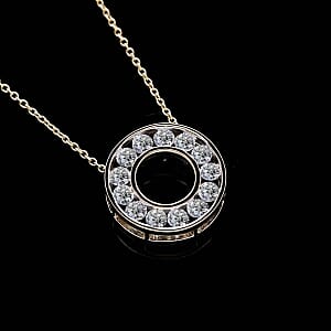 Luxuriant Lab Grown Diamond 1.00 ctw Circle Pendant Necklace in Vermeil Yellow Gold Over Sterling Silver (20 Inches)