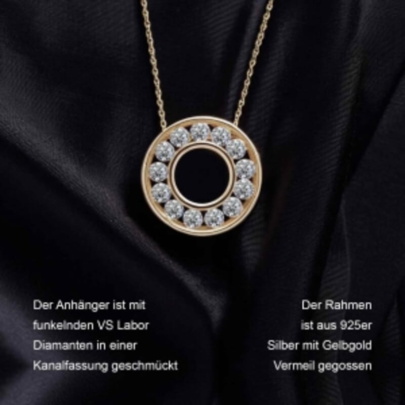 Luxuriant Lab Grown Diamond 1.00 ctw Circle Pendant Necklace in Vermeil Yellow Gold Over Sterling Silver (20 Inches)