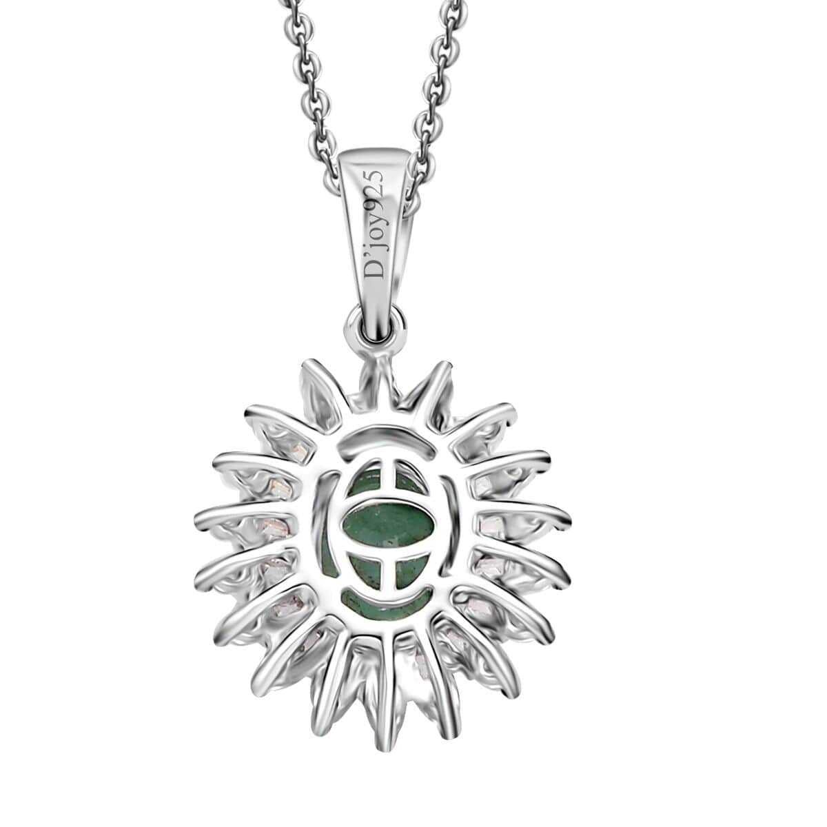 Premium Kagem Zambian Emerald and Moissanite 1.75 ctw Starburst Halo Pendant Necklace in Rhodium Over Sterling Silver 20 Inches image number 4