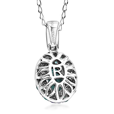 Certified & Appraised Rhapsody AAAA Paraiba Tourmaline and E-F VS Diamond 1.37 ctw Pendant Necklace in 950 Platinum 18 Inches