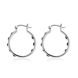 Multi-Tourmaline 2.85 ctw Band Ring (Size 8.0), Earrings and Bangle Bracelet (7.25 In) in Stainless Steel