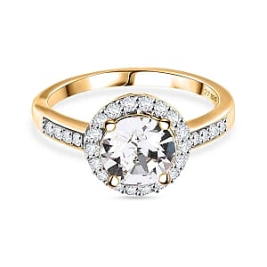 Austrian Crystal 9.17 ctw Ring (Size 11.5) and Pendant in Vermeil YG Over Sterling Silver