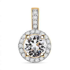 Austrian Crystal 9.17 ctw Ring (Size 11.5) and Pendant in Vermeil YG Over Sterling Silver
