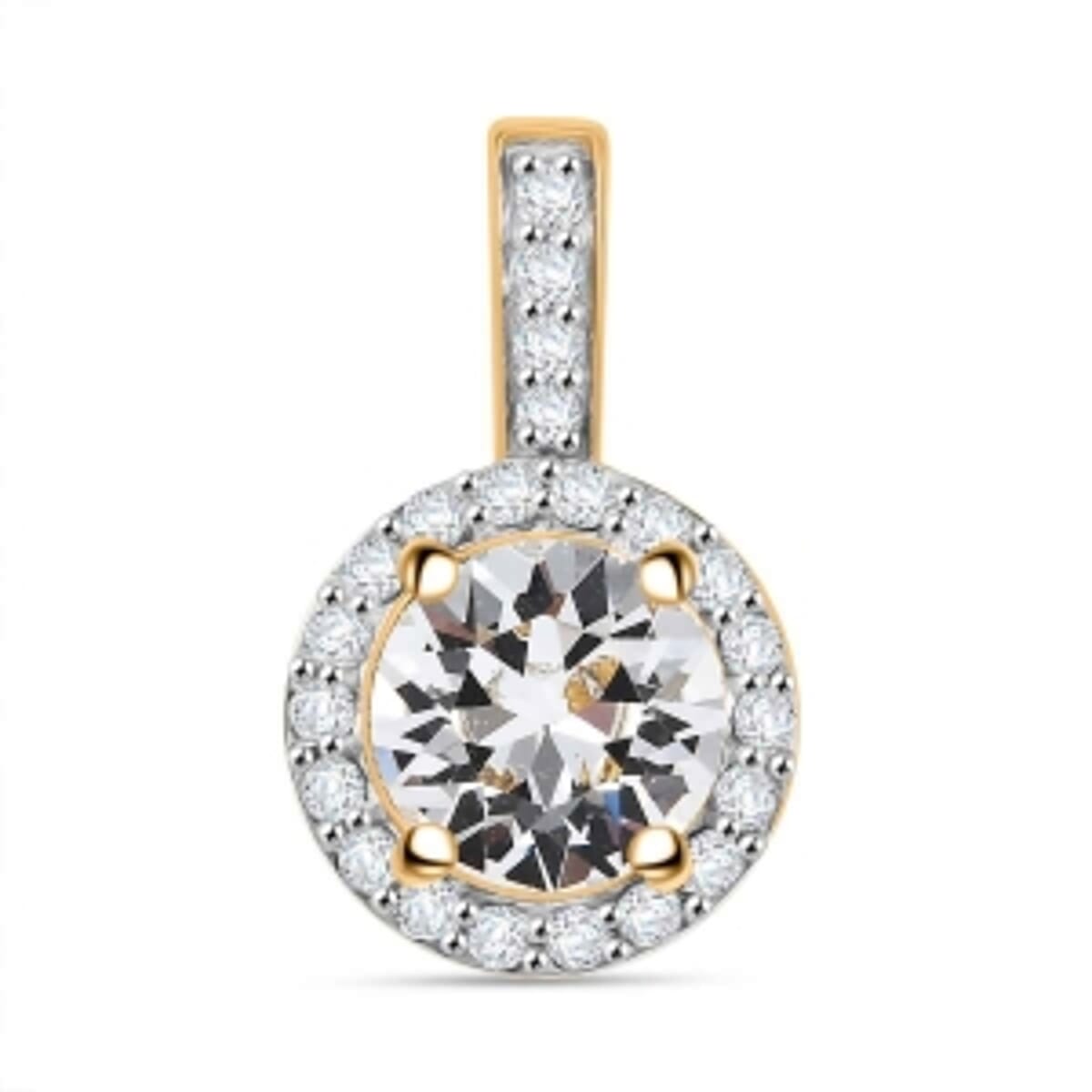 Austrian Crystal 9.17 ctw Ring (Size 11.5) and Pendant in Vermeil YG Over Sterling Silver image number 7