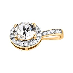Austrian Crystal 9.17 ctw Ring (Size 11.5) and Pendant in Vermeil YG Over Sterling Silver