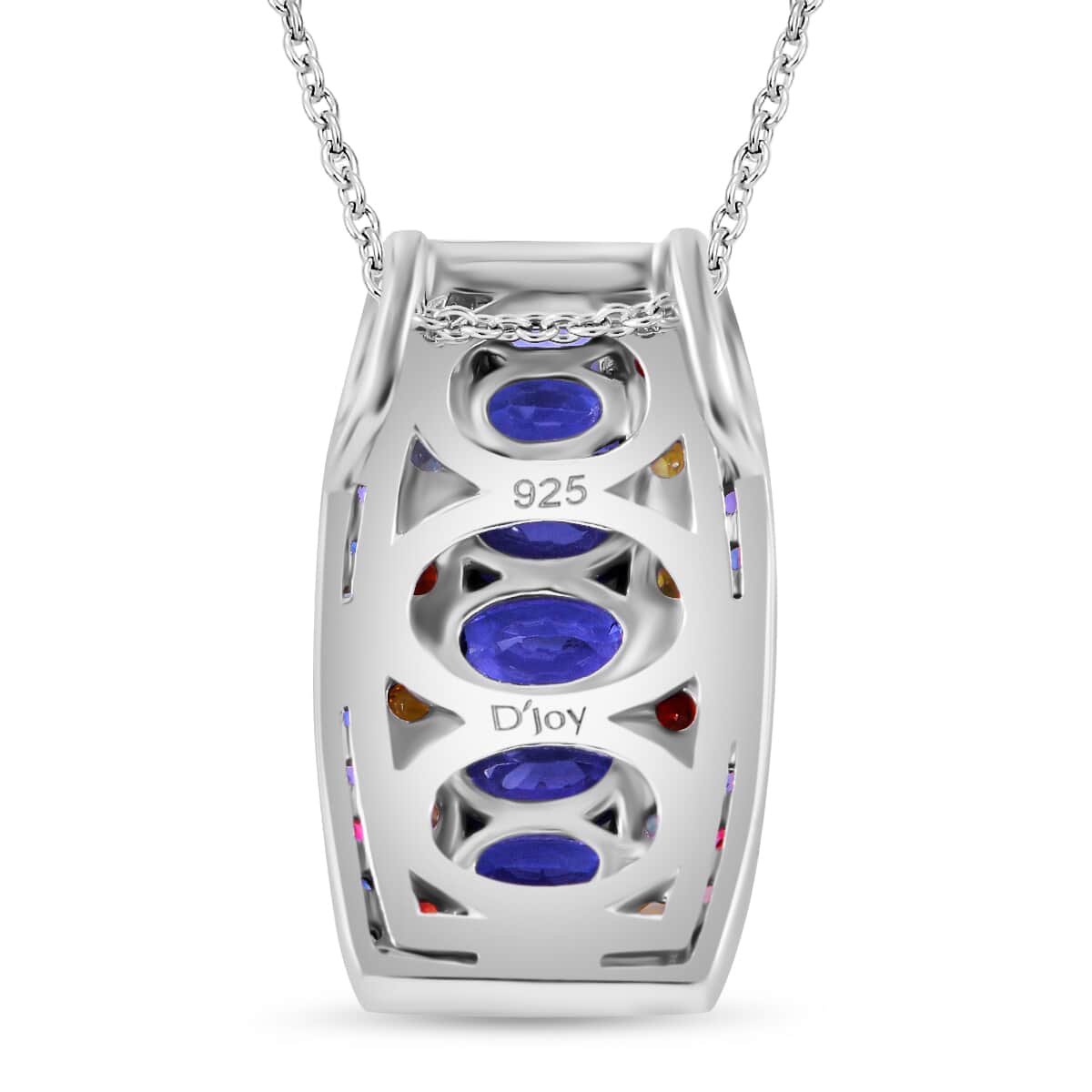 Tanzanite and Multi Sapphire 3.30 ctw Prismatic Glory Pendant Necklace in Rhodium Over Sterling Silver 20 Inches image number 4