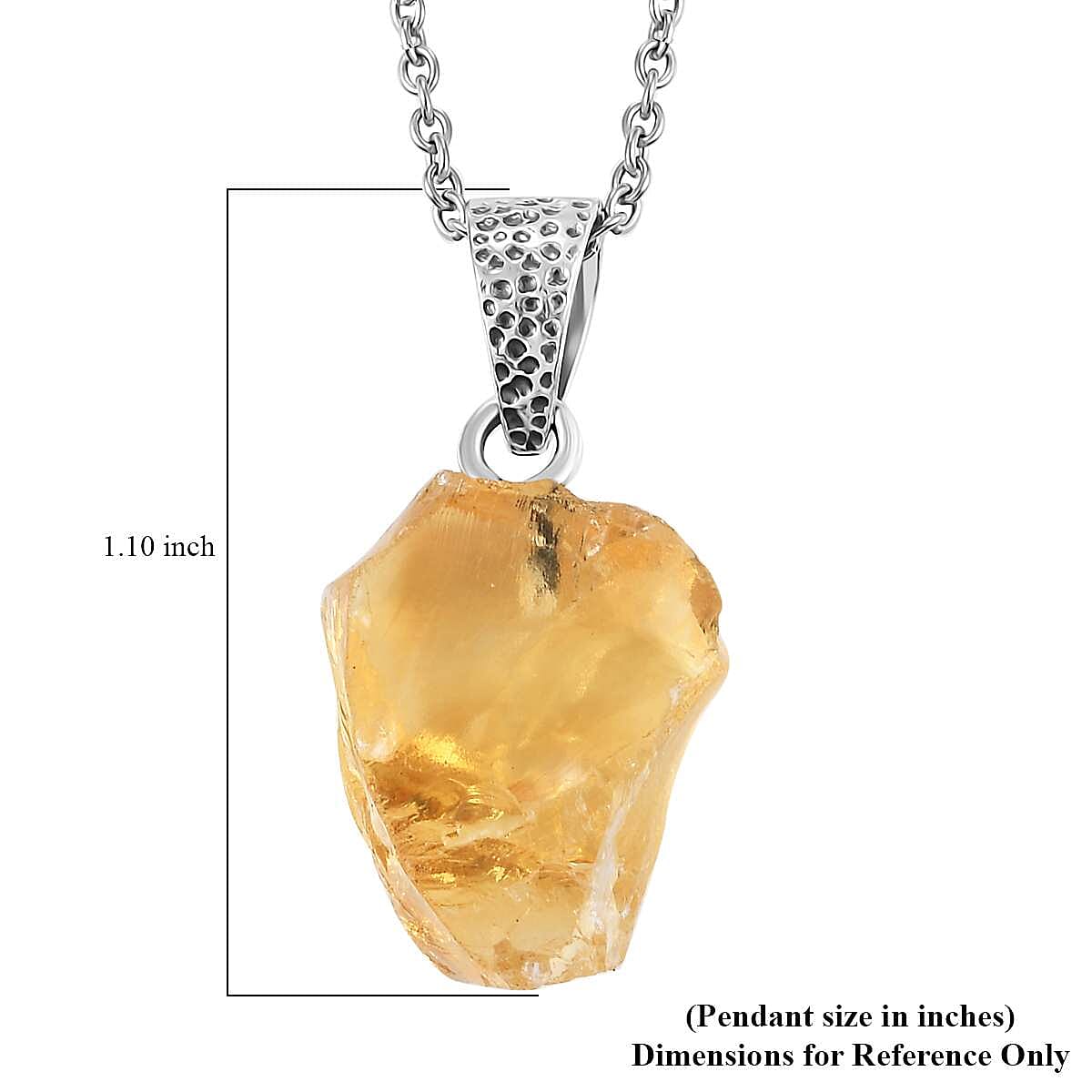 Artisan Crafted Rough Cut Brazilian Citrine 19.75 ctw Solitaire Pendant in Sterling Silver with Stainless Steel Necklace 20 Inches image number 4