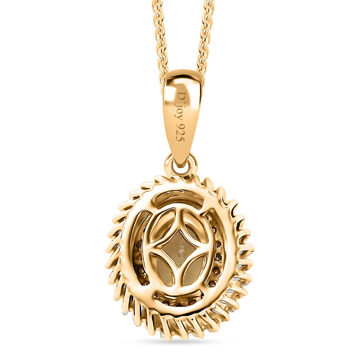 Premium Madagascar Yellow Apatite, White and Yellow Diamond 1.10 ctw Spirit of the Sea Pendant Necklace in 18K Vermeil Yellow Gold Over Sterling Silver 20 Inches
