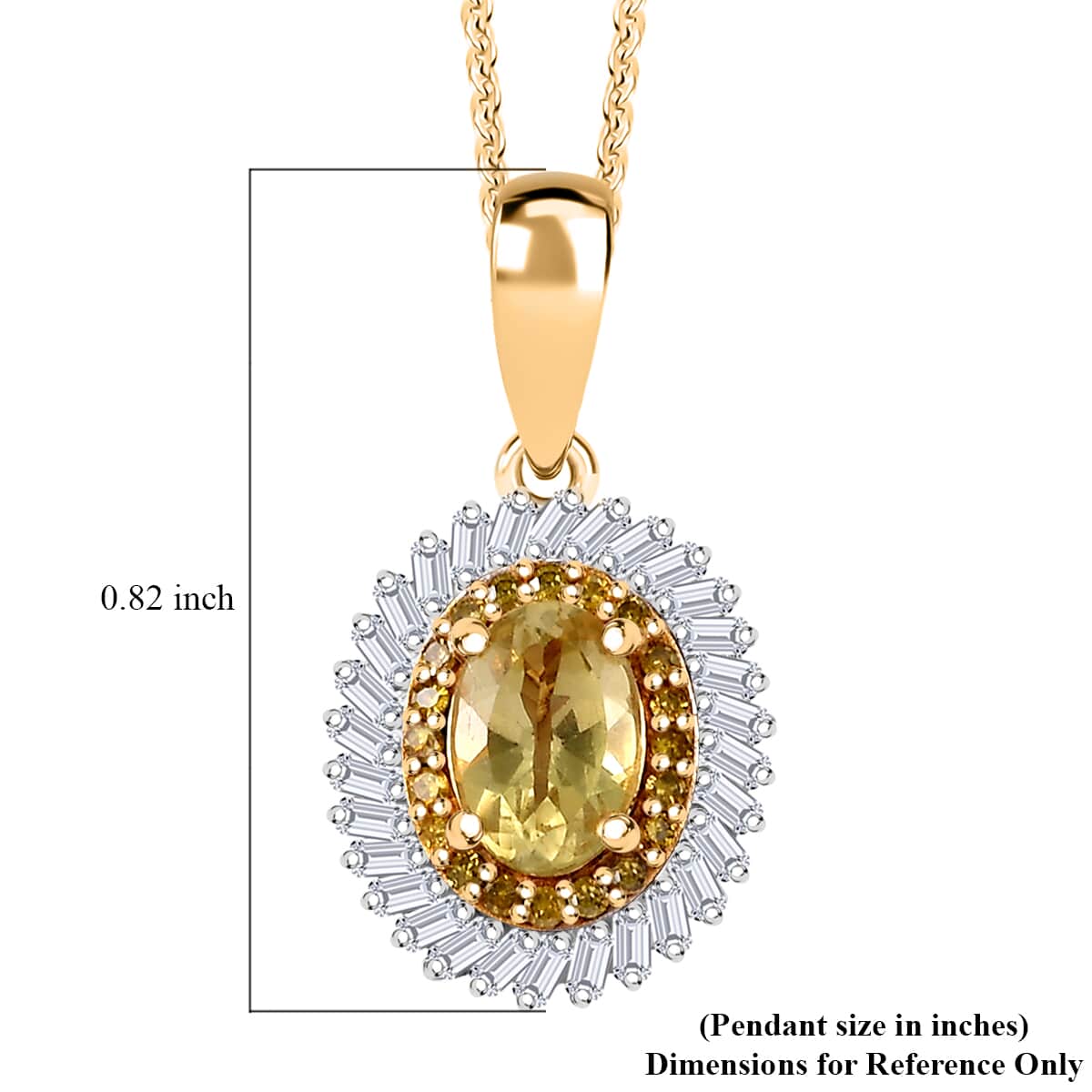 Premium Madagascar Yellow Apatite, White and Yellow Diamond 1.10 ctw Spirit of the SeaPendant Necklace in 18K Vermeil Yellow Gold Over Sterling Silver 20 Inches image number 6