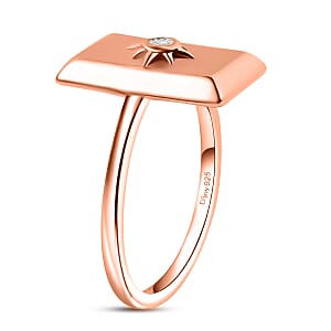 Set of 3, White Diamond Bar Ring (Size 11.0), Earrings and Pendant without Chain in 18K Vermeil RG Over Sterling Silver