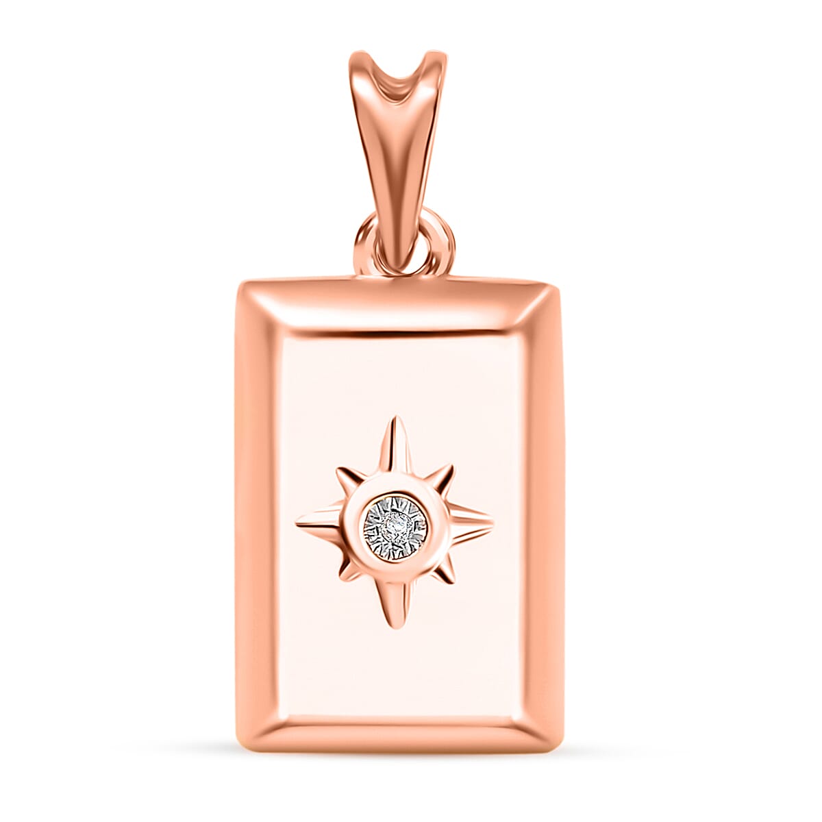 Set of 3, White Diamond Bar Ring (Size 11.0), Earrings and Pendant without Chain in 18K Vermeil RG Over Sterling Silver image number 5