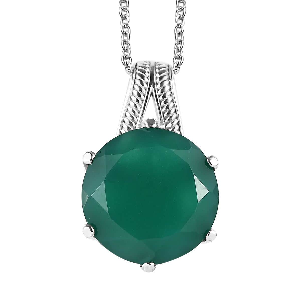 Green Onyx 9.35 ctw Pendant Necklace in Stainless Steel 20 Inches image number 0