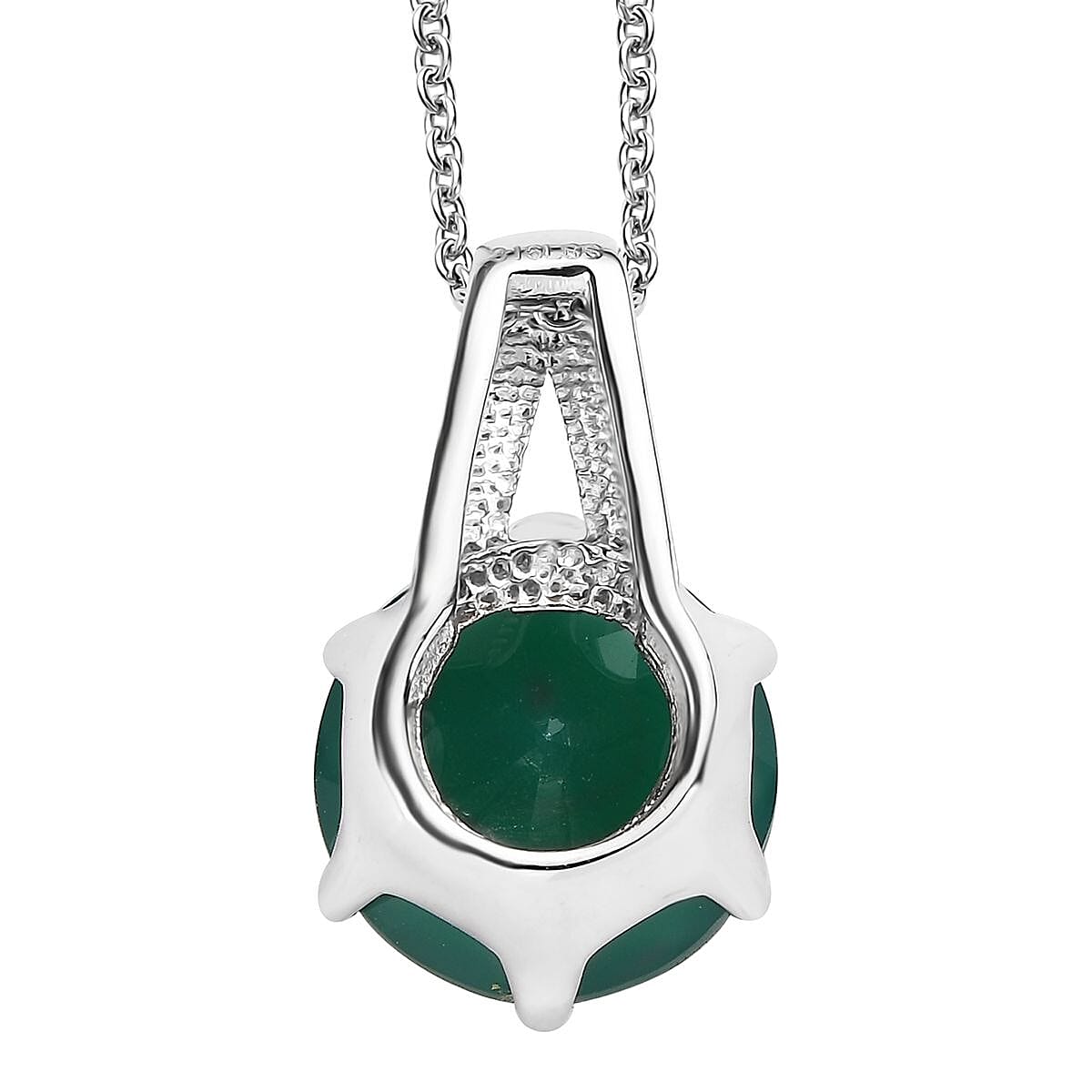 Green Onyx Pendant Necklace (20 Inches) in Stainless Steel 9.35 ctw