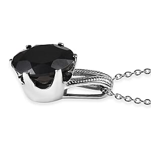 Thai Black Spinel 12.60 ctw Pendant Necklace in Stainless Steel 20 Inches