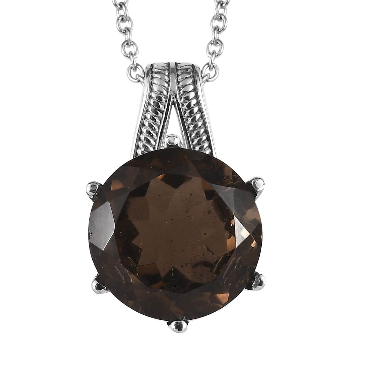 Brazilian Smoky Quartz 12.00 ctw Pendant Necklace in Stainless Steel 20 Inches image number 0