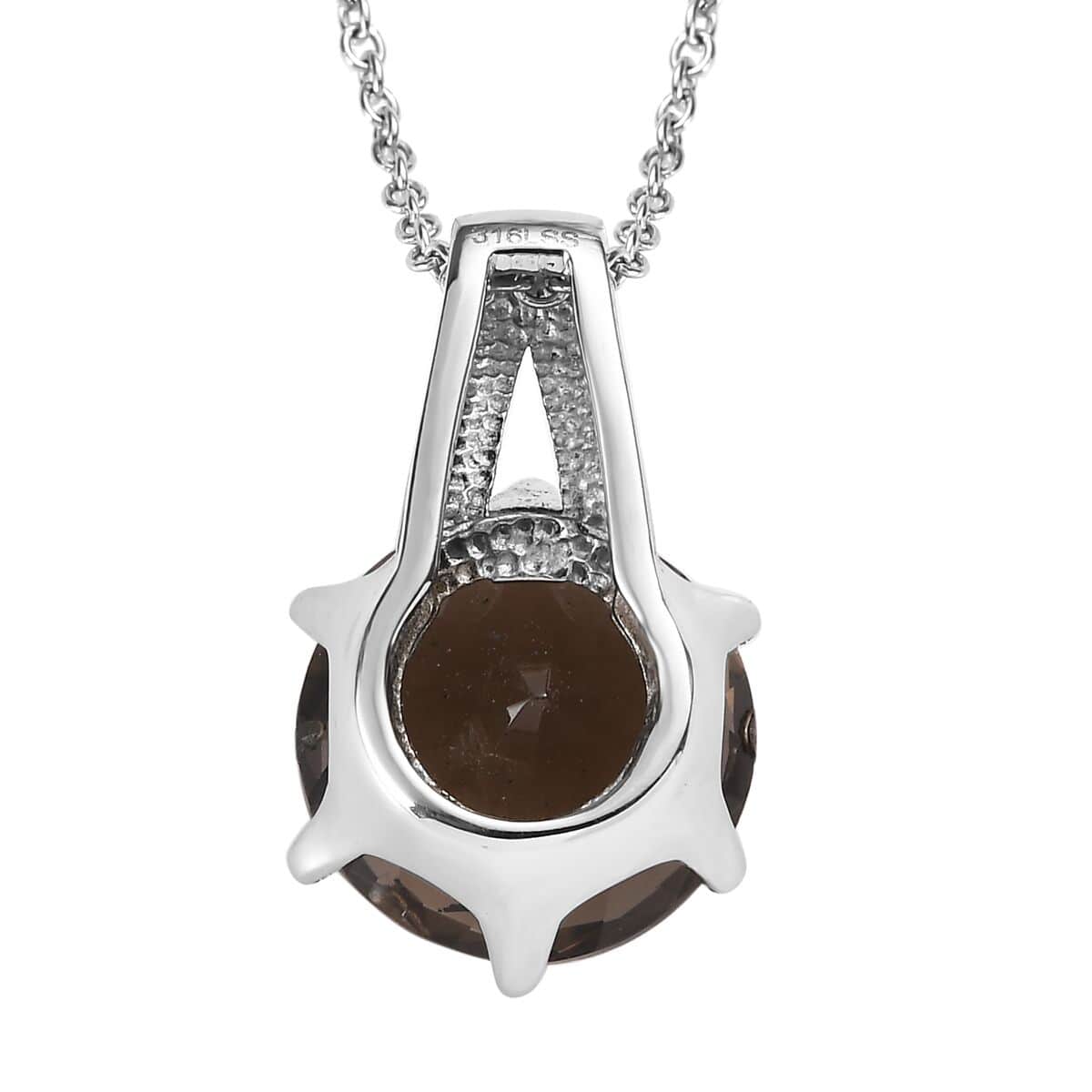 Brazilian Smoky Quartz 12.00 ctw Pendant Necklace in Stainless Steel 20 Inches image number 4