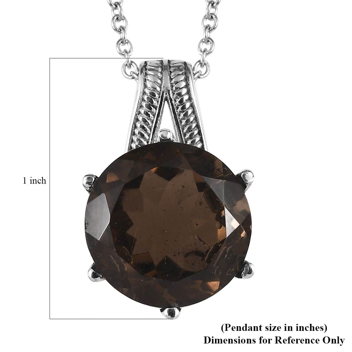 Brazilian Smoky Quartz 12.00 ctw Pendant Necklace in Stainless Steel 20 Inches image number 6