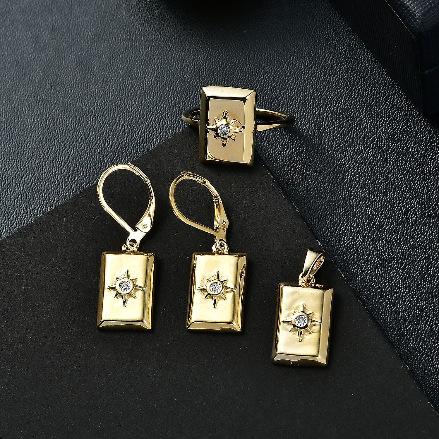 White Diamond Fancy Earring in Vermeil YG Over Sterling Silver (Size 10)