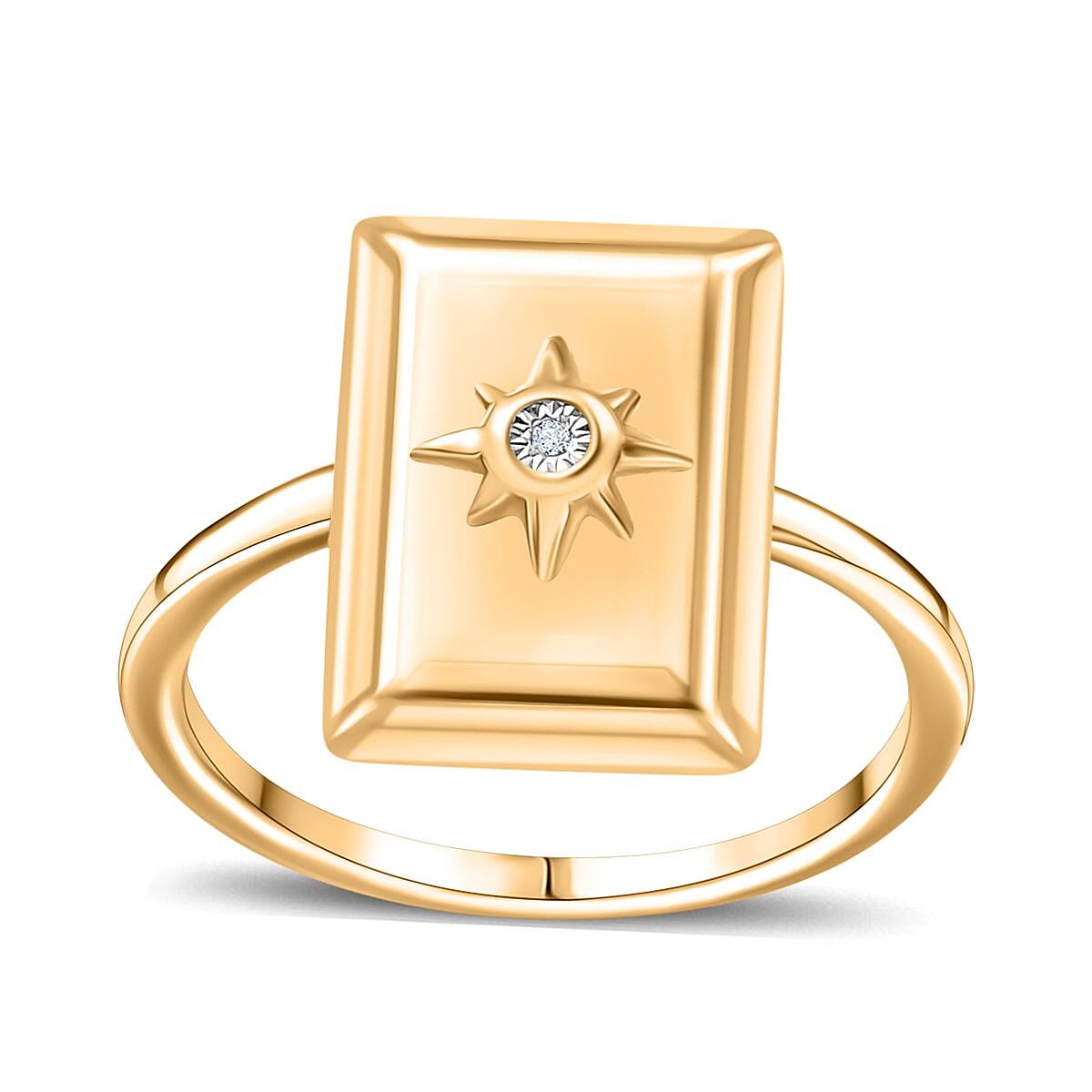 White Diamond Fancy Earring in Vermeil YG Over Sterling Silver (Size 10)