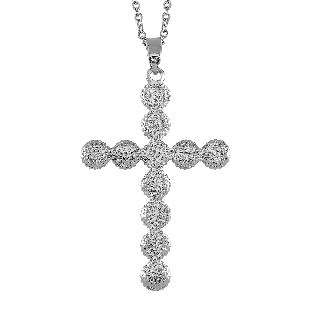 Peacock Freshwater Pearl Cross Pendant in Silvertone with Stainless Steel Necklace 20 Inches image number 3