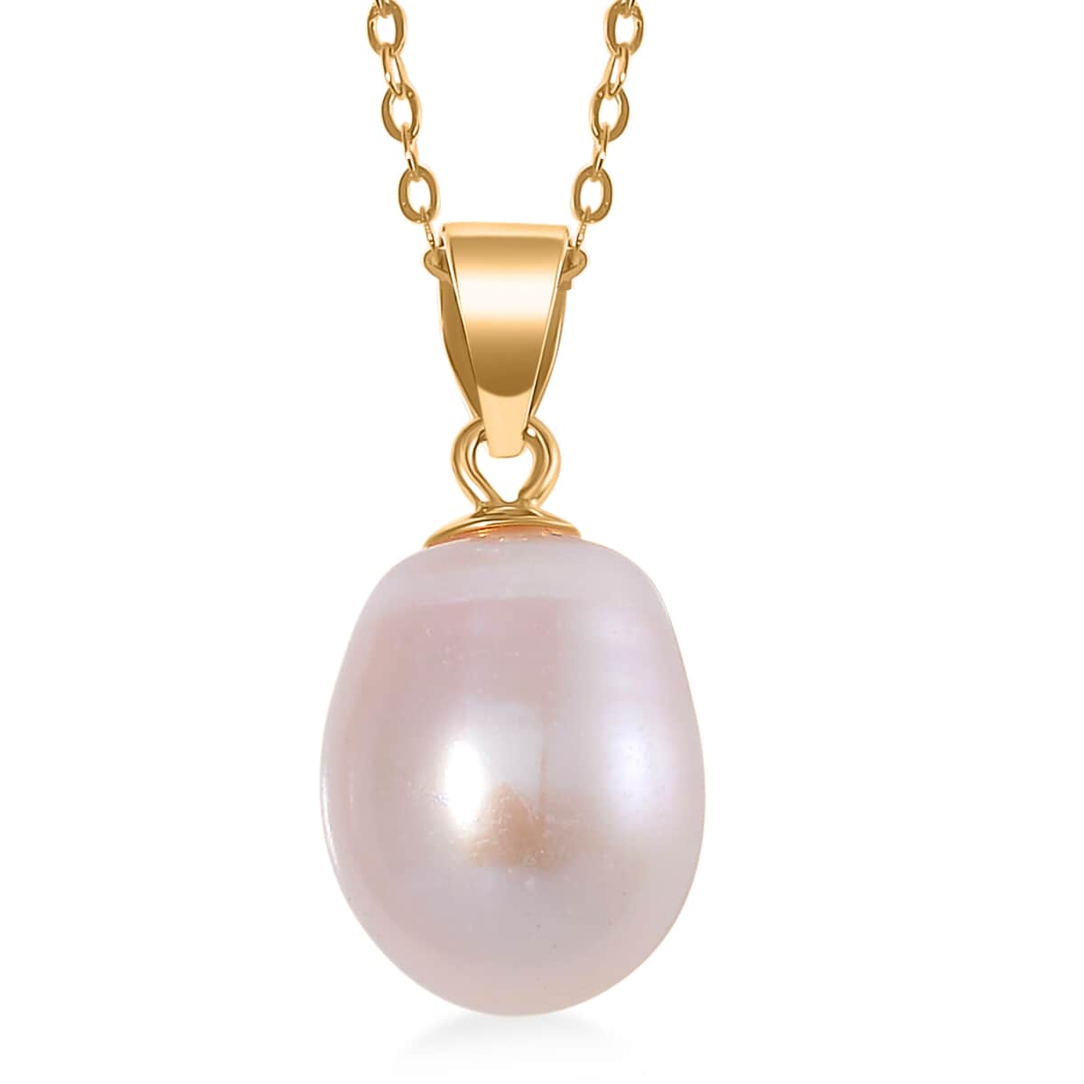 White Freshwater Pearl Drop Earrings and Pendant Necklace in 14K Yellow Gold Over Sterling Silver 20 Inches image number 2