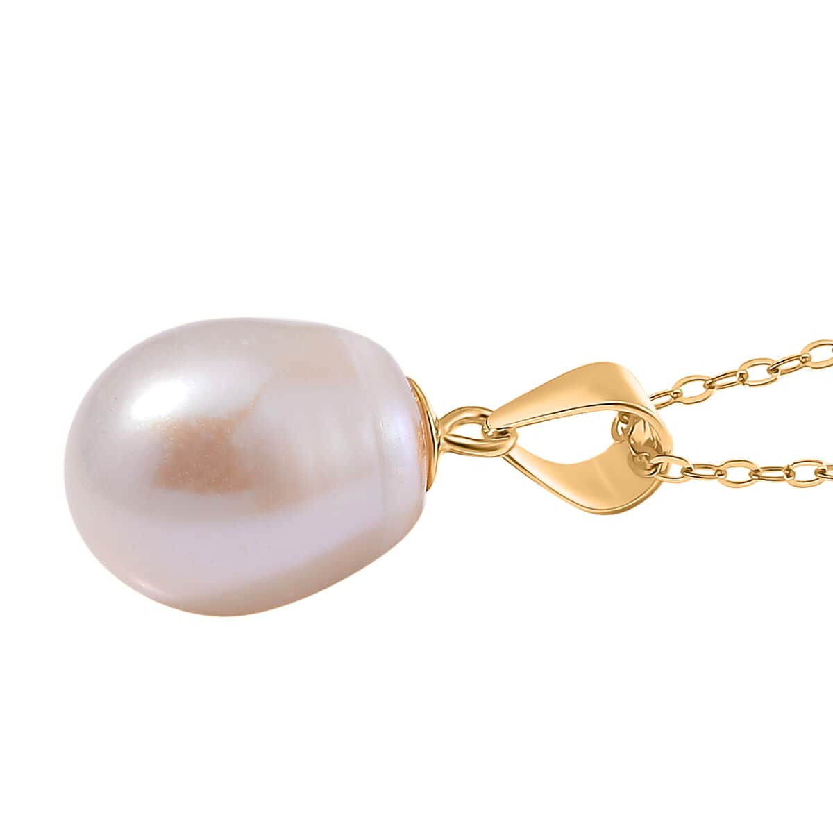 White Freshwater Pearl Drop Earrings and Pendant Necklace in 14K Yellow Gold Over Sterling Silver 20 Inches image number 3