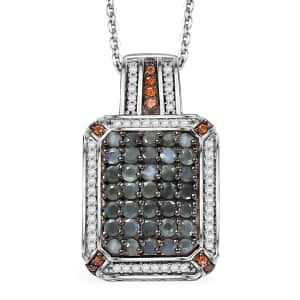 Doorbuster Premium Narsipatnam Alexandrite, White and Coffee Zircon 2.00 ctw Art Deco Pendant Necklace in Rhodium Over Sterling Silver 20 Inches