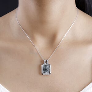 Premium Narsipatnam Alexandrite, White and Coffee Zircon 2.00 ctw Art Deco Pendant Necklace in Rhodium Over Sterling Silver 20 Inches