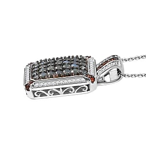 Premium Narsipatnam Alexandrite, White and Coffee Zircon 2.00 ctw Art Deco Pendant Necklace in Rhodium Over Sterling Silver 20 Inches