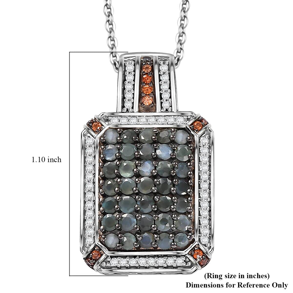 Doorbuster Premium Narsipatnam Alexandrite, White and Coffee Zircon 2.00 ctw Art Deco Pendant Necklace in Rhodium Over Sterling Silver 20 Inches image number 6