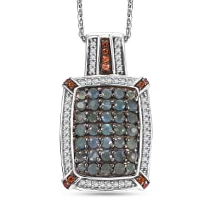 Premium Narsipatnam Alexandrite, White and Coffee Zircon 2.10 ctw Art Deco Pendant Necklace in Rhodium Over Sterling Silver 20 Inches