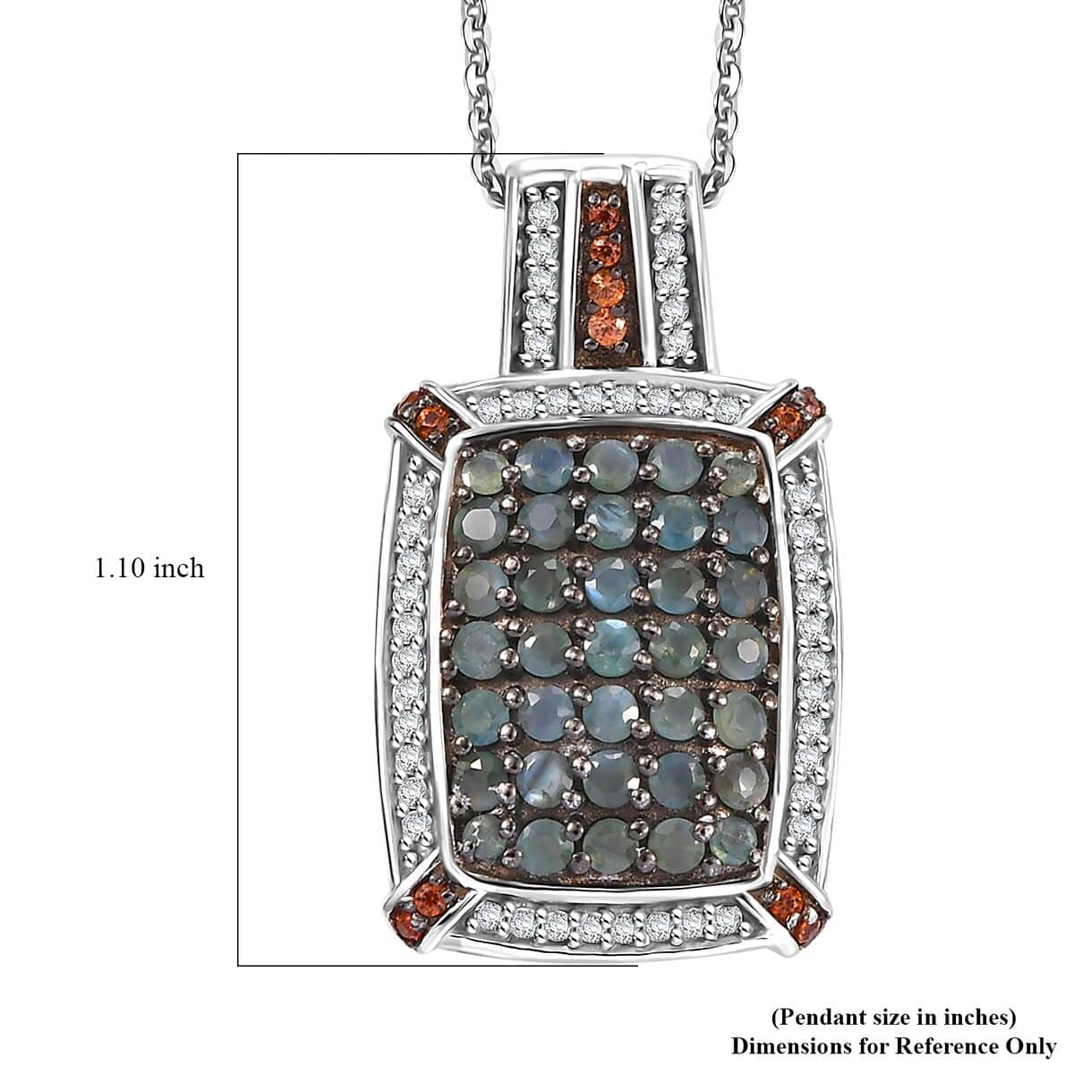 Premium Narsipatnam Alexandrite, White and Coffee Zircon 2.10 ctw Art Deco Pendant Necklace in Rhodium Over Sterling Silver 20 Inches image number 6