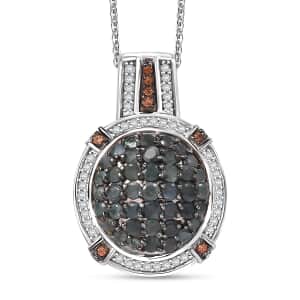 Premium Narsipatnam Alexandrite, White and Coffee Zircon 2.15 ctw Art Deco Pendant Necklace in Rhodium Over Sterling Silver 20 Inches