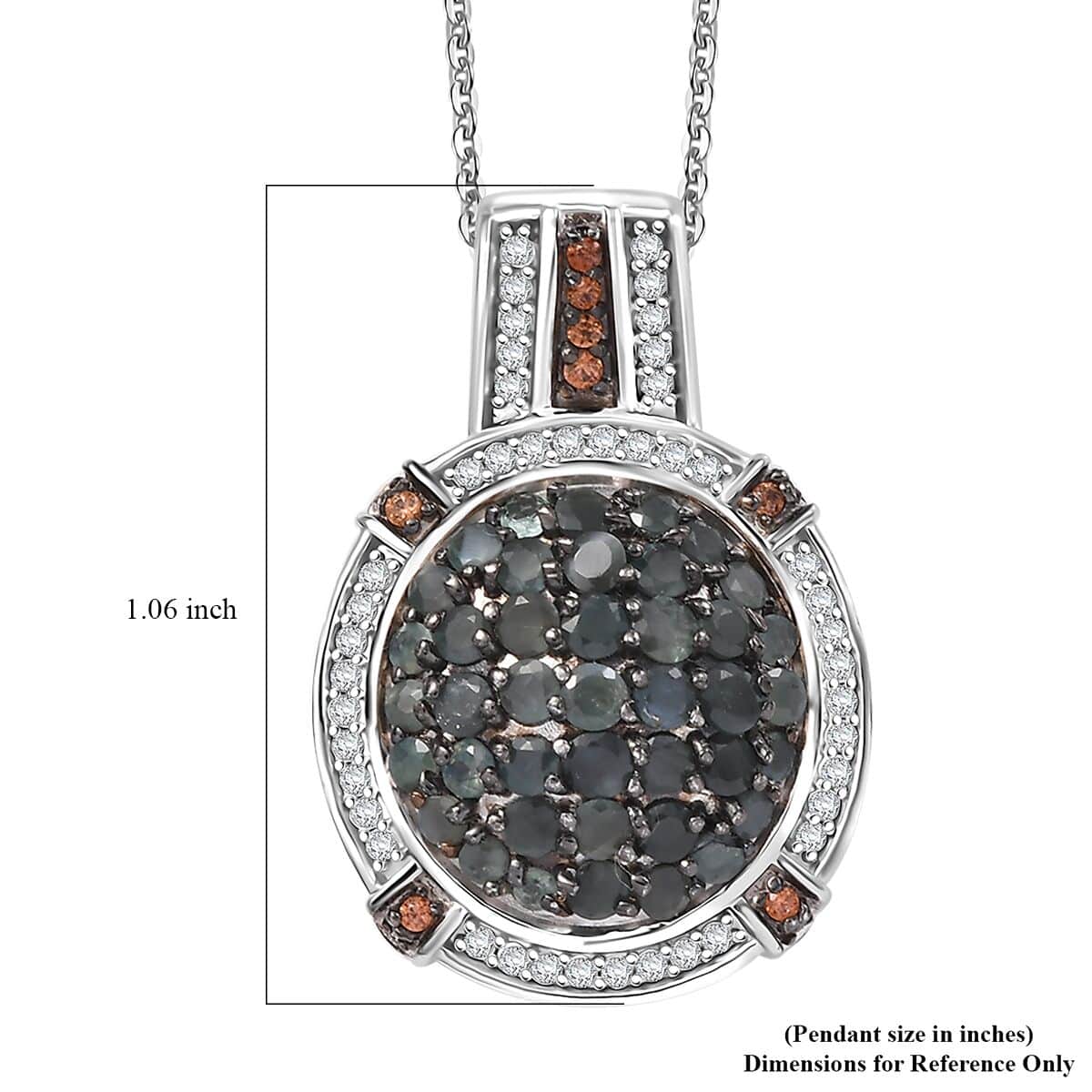 Premium Narsipatnam Alexandrite, White and Coffee Zircon 2.15 ctw Art Deco Pendant Necklace in Rhodium Over Sterling Silver 20 Inches image number 6