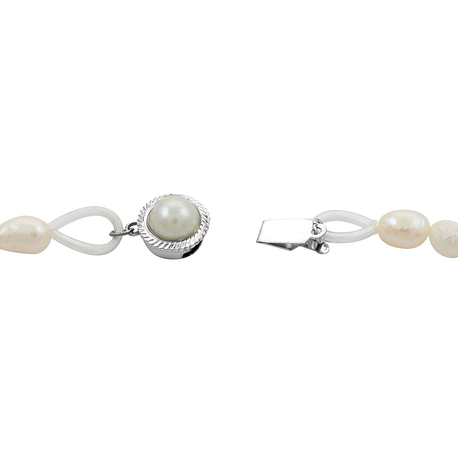 Freshwater Pearl Bracelet (7.50In) and Necklace 20 Inches in Stainless Steel