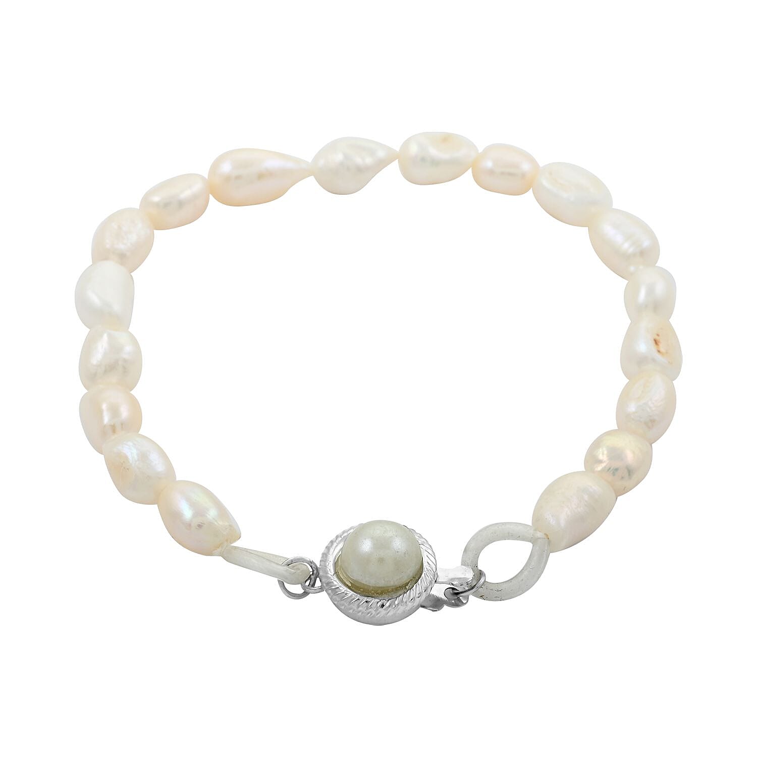 Freshwater Pearl Bracelet (7.50In) and Necklace 20 Inches in Stainless Steel