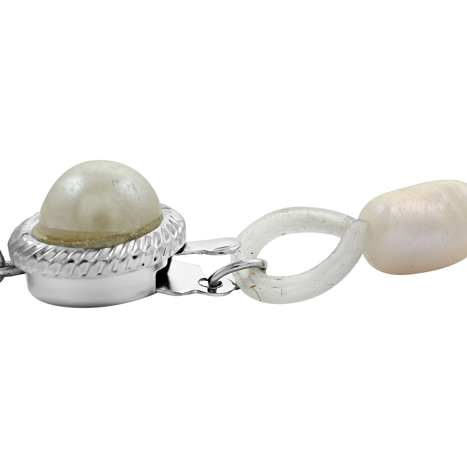 Freshwater Pearl Bracelet (7.50In) and Necklace 20 Inches in Stainless Steel