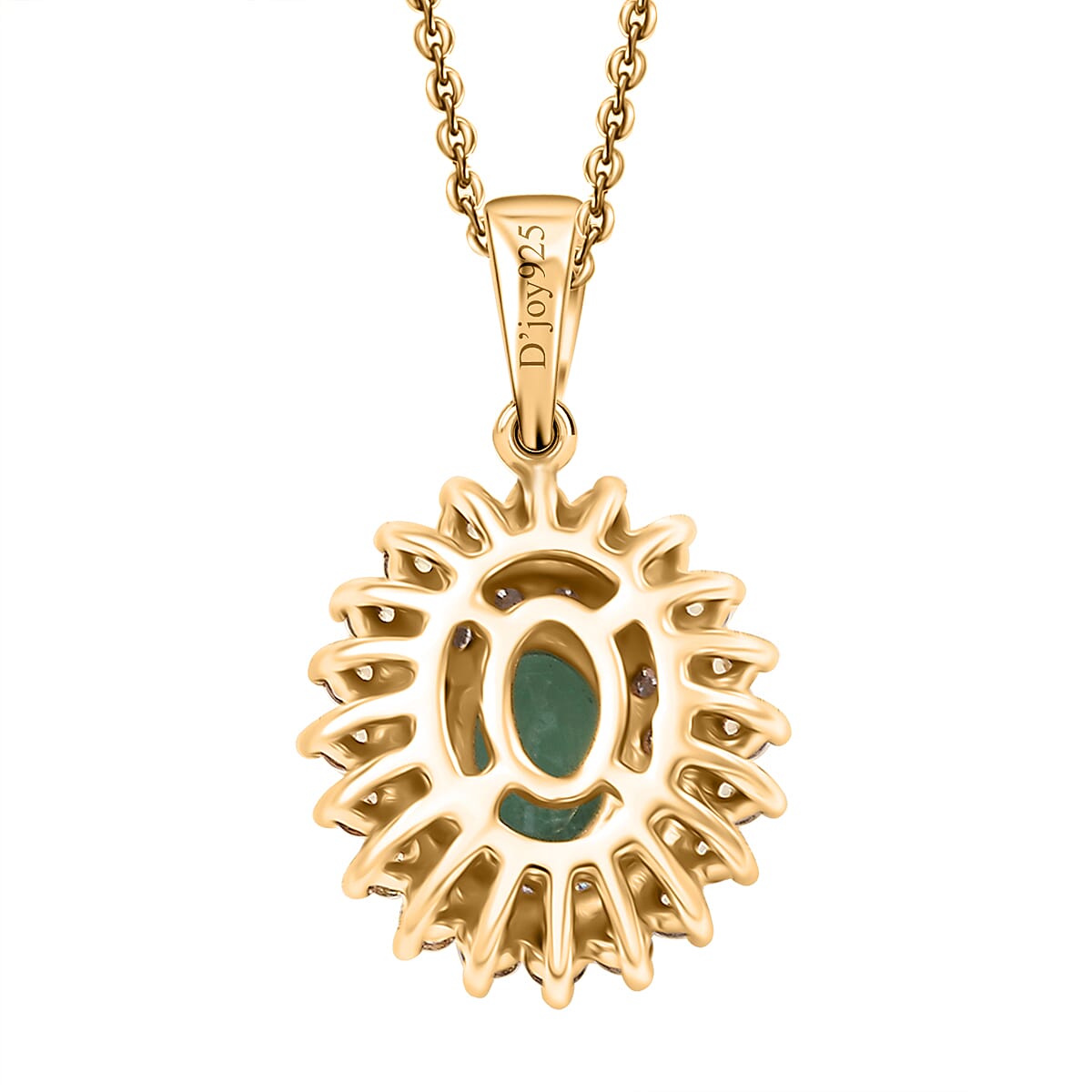 Kagem Zambian Emerald and Multi Gemstone 1.40 ctw Majesty Pendant Necklace in 18K Vermeil Yellow Gold Over Sterling Silver 20 Inches